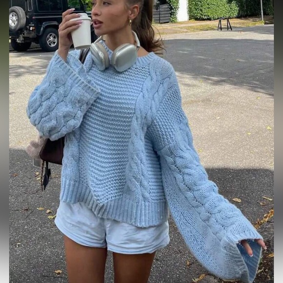 Chunky sweater cable knit Cozy Pink Cable Knit Sweater - Picture 5 of 11